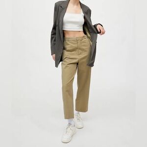 Urban Outfitters BDG Ella High-Waisted Cotton Chino Pant in Olive